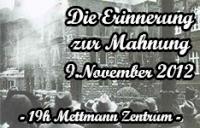 Informationsveranstaltung „Warum Mettmann?“ und Mobilisierungsvortrag zur Demonstration am 9. November 2012 in Mettmann