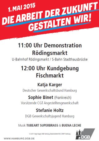 Plakat zum 1. Mai 2015 in Hamburg