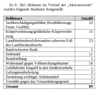 Straftaten im Verlauf der „Aktionswoche“ 