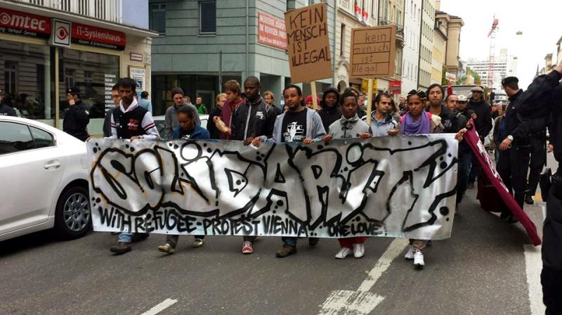 One struggle: Demonstration in Munich for the Vienna protest camp, 29th september 2013.