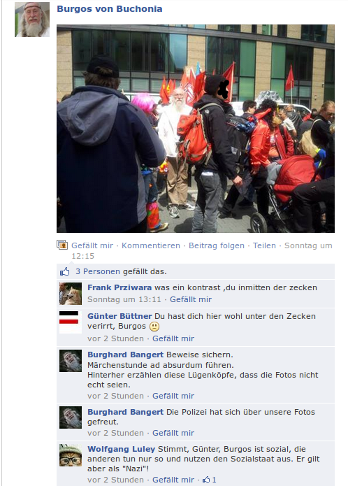 Facebook: Bangert bei blockupy(Verpixelungen von uns)