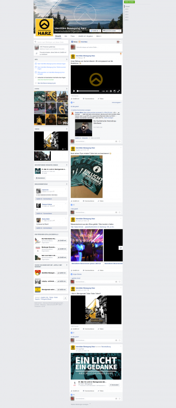 Screenshot der Facebook-Seite der Gruppe „Identitäre Bewegung Harz“ vom 28.04.2016