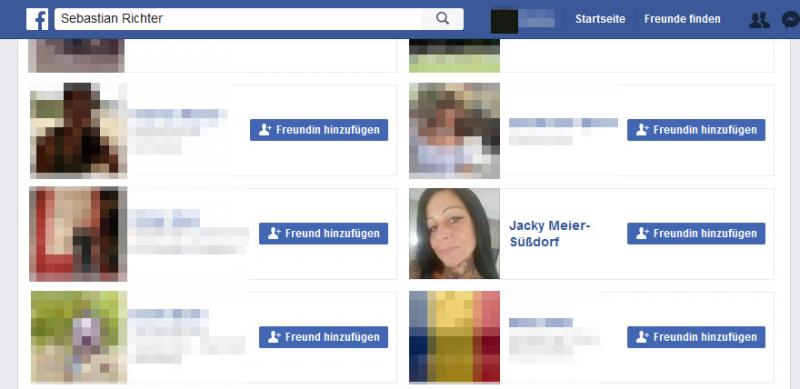 Auszug aus Sebastian Richters FB-Freundesliste – hier die Saarbrücker NPD-Funktionärin und Naziwirtin Jacky Süßdorf.