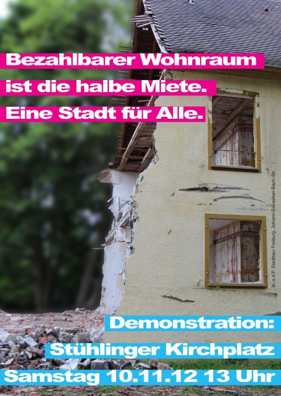 Demoplakat: Bezahlbarer Wohnraum ist die halbe Miete