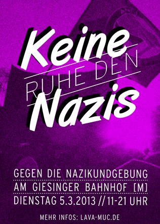 Keine Ruhe den Nazis, Flyervorderseite.