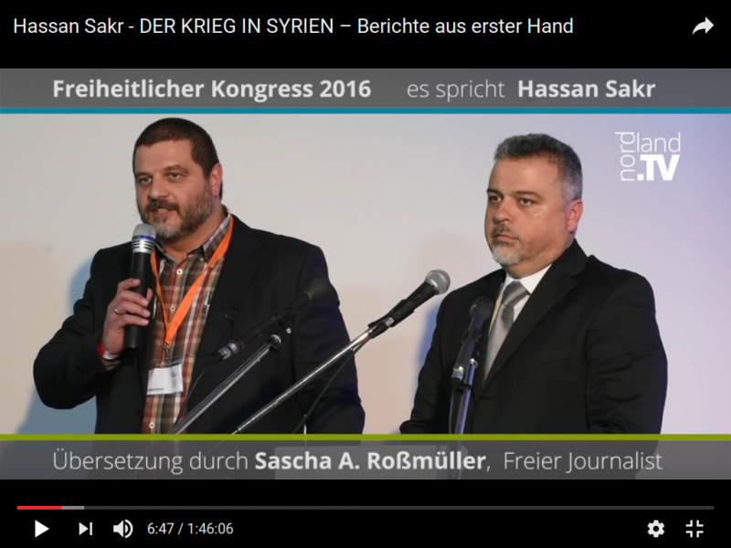 Sascha A. Roßmüller übersetzt Hassan Sakr auf dem Kongress von „Europa Terra Nostra e.V."