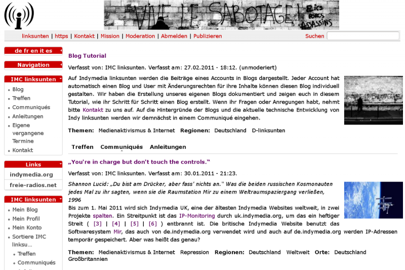 Screenshot Blog IMC linksunten