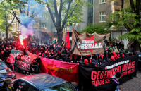 Die Spitze der 1. Mai Demo 2015 in Berlin
