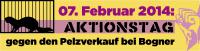 Banner Aktionstag gegen den Pelzverkauf bei Bogner