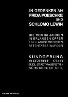 Plakat "In Gedenken an Frida Poeschke und Schlomo Lewin"