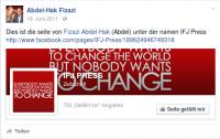 Abdel-Hak Fizazi bewirbt seine Homepage und Facebook-Seite.