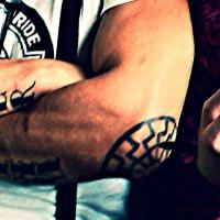 13 - black sun svastka tattoo on random Nazi thug - the same as we see on Alex (Slaughter To Prevail)