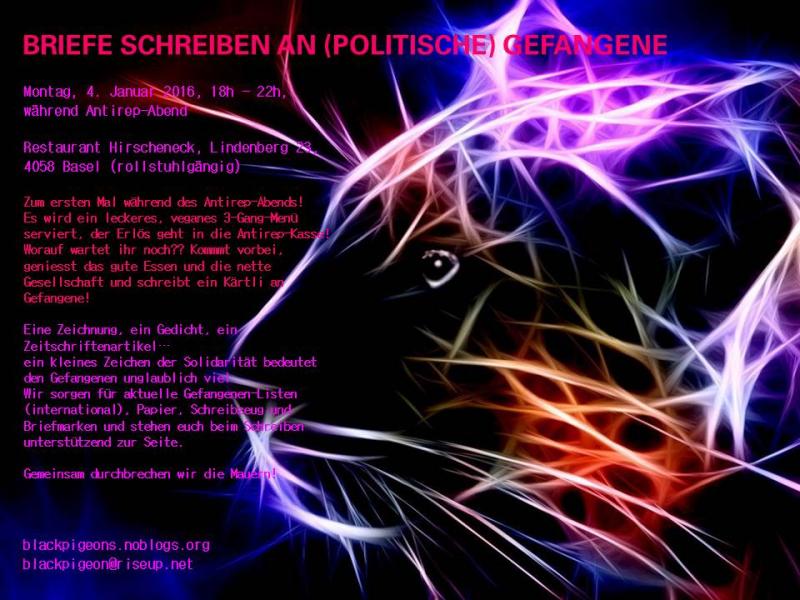 Briefe schreiben an (politische) Gefangene Flyer