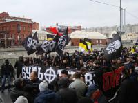 6 - black sun svastika banners on Neo Nazi demonstrations in Russia