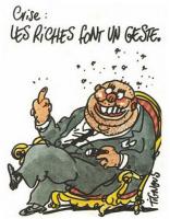 Zeichnung von Tignous: "Krise: Die Reichen zeigen sich großzügig"