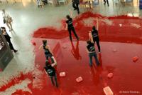 Feminist group LilithS creates blood bath in Liège airport 4