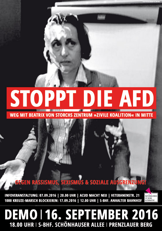 Demo gegen »Zivile Koalition e.V.« und Beatrix von Storch in Brlin-Mitte, am 16. September 2016