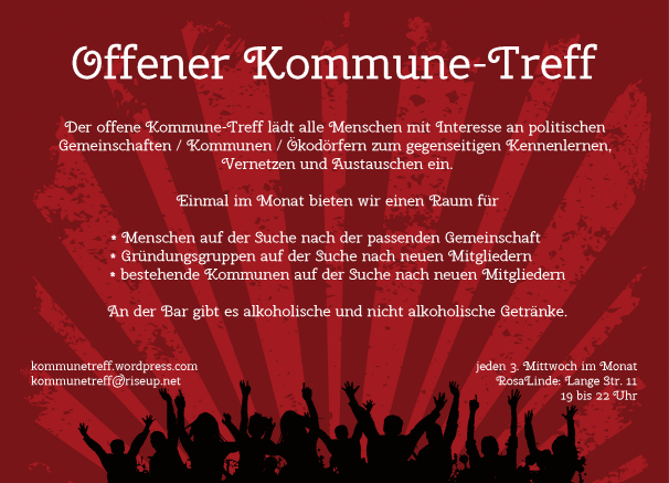 Offener Kommune-Treff in Leipzig: Flyer Frontseite