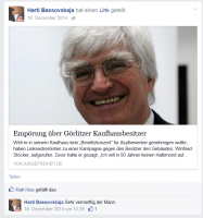Facebook-Veröffentlichung von Jens Hartmann, 18. Dezember 2014 ⬆ 