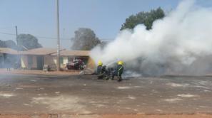 A Car in flames on the day of the riot