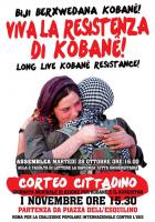Plakat Solidemo Kobane/Rojava Rom/Italien 1.11.2014
