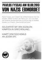 Plakat: Pavlos Fyssas am 18.09.2013 von Nazis ermordet