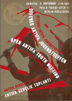 Flyer Vorderseite: Offenes Antifa Jugendtreffen / Open antifa youth meeting / Antifa gençlik toplanti
