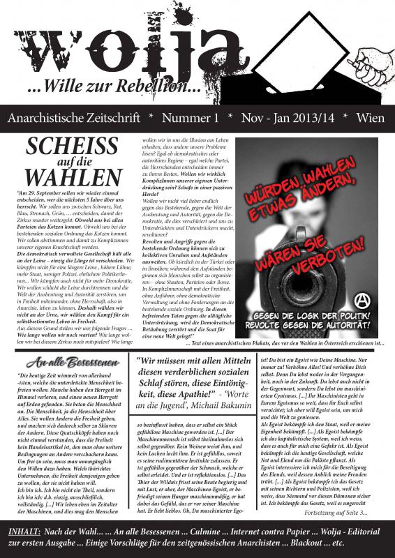 Wolja. Anarchistische Zeitschrift. Nr. 1