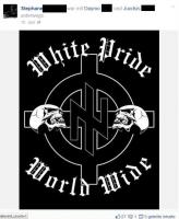 Bezugspunkt "weiße Rasse" - Modifiziertes Azov-Logo von der Seite eines Kämpfers 