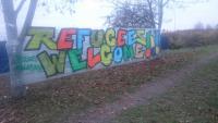Refugees Welcome Graffito
