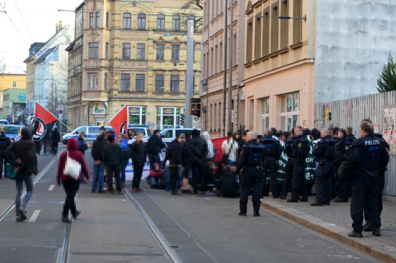 Protest gegen eine NPD-Veranstaltung in der Odermannstraße 8, 04177 Leipzig