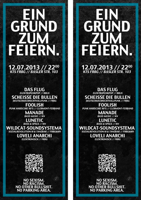 Party-Plakat 12.07.2013: Ein Grund zum Feiern.