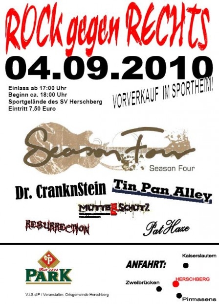 Plakat, Rock gegen Rechts, 04.09.2010