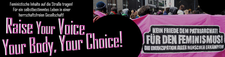 Banner raise your voice, your body, your choice!
