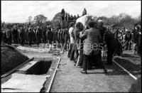 The funeral of IRA hunger striker Francis Hughes in Bellaghy, in County Londonderry, 15th May 1981. Hughes was the second person, after Bobby Sands, to die in May 1981 during a hunger strike at the Maze (Long Kesh) prison. (Photo Alex Bowie/Getty Images) 