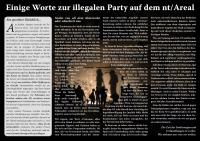 Poster: Einige Worte zur illegalen Party auf dem nt/Areal
