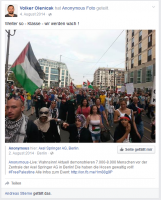 Video einer Anti-Israel-Demo am 02.08.14 in Berlin.Geteilt vom rechtsradikalen "Anonymous-Kollektiv"