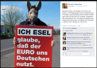 4. November 2013: Gitar­rist Mirko Kopper postet auf Face­book Wahl­kampf­pro­pa­ganda der NPD: Ich Esel glaube, daß der EURO uns Deut­schen nutzt.