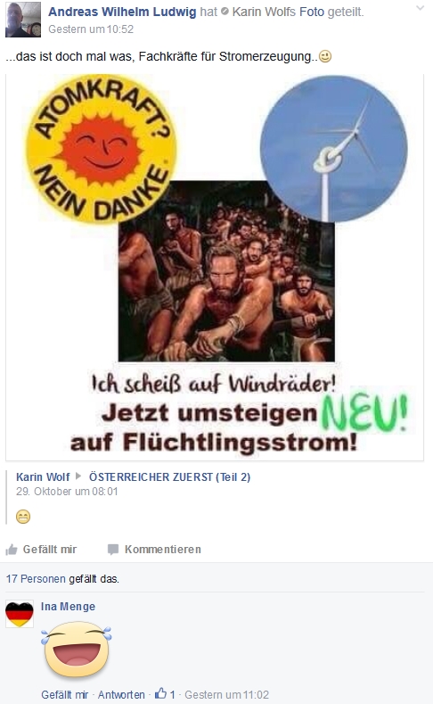 GWS-Akteurin Ina Menge amüsiert über rassistischen Facebookpost von einem ihrer Mitstreiter