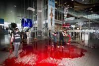 Feminist group LilithS creates blood bath in Liège airport 1