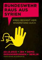 Plakat zur Demo »Bundeswehr raus aus Syrien«