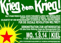 Antikriegstag: "Krieg dem Krieg! Solidarität mit dem Befreiungskampf in Kurdistan - Weg mit dem PKK-Verbot!"