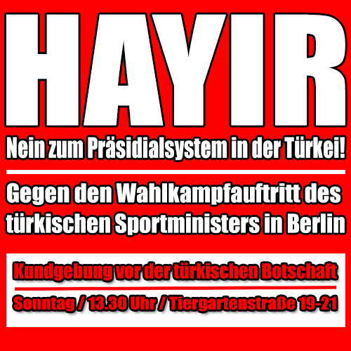 Flyer zur Kundgebung vor der türkischen Botschaft