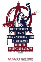 Mobi-Plakat für eine Solidaritätsdemo am 7. Februar 2015 am Südstern in Berlin