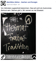 Nazi-Sprühereien an linken Zentren in Köln 2 (Tags #Melanie Dittmer, #Identitäre Aktion, #Identitäre Bewegung)