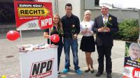 NPD-Wahlkampf im Mai 2014 in Sinsheim: NN, Johannes Bachmann, NN, Jan Jaeschke