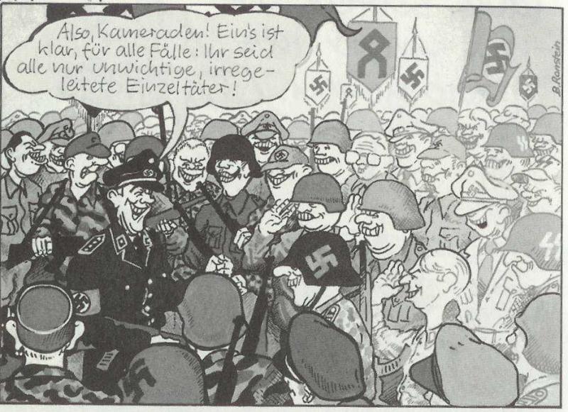 Nazis als Einzeltäter- Karikatur von B.Ronstein