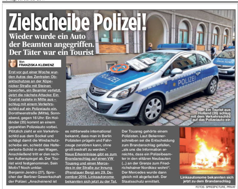 B.Z.: Zielscheibe Polizei!