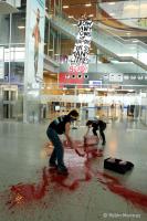Feminist group LilithS creates blood bath in Liège airport 2