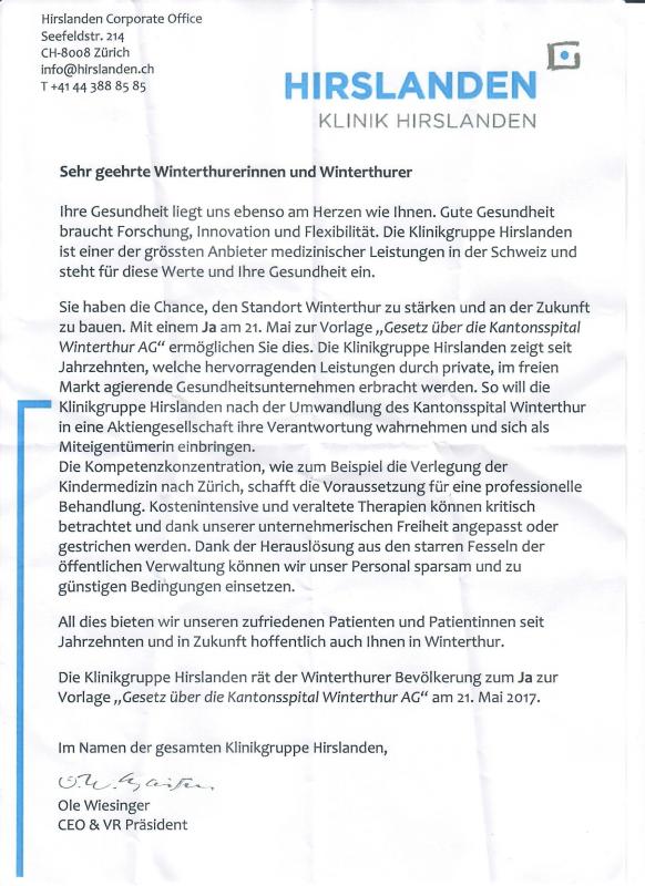 [ Winterthur] Kommunikationsguerilla zur KSW-Abstimmung